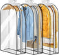 MISSLO 10" Gusseted All Clear Garment Bags for Hanging Clothes 3 Packs 40" Suit Bags for Closet Storage Hanging Clothes Storage Suit Cover for Shirts, Coats, Dresses
