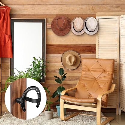 DoubleFill 5 Packs Cowboy Western Hat Rack Cowboy Hat Holder Hat Hanger Wall Mount Black Hat Hooks for Display Wall Decor Keeps Original Shape of Hat