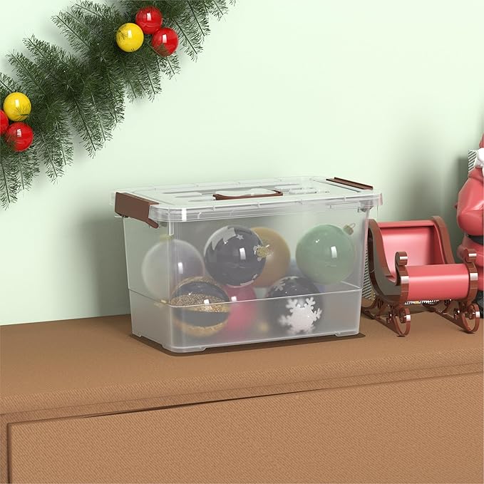 7-Quart Clear Plastic Storage Bins with Lids, 5-Pack Durable Stackable Organization Container with Lock Buckle and Handle