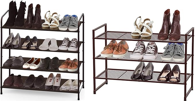 Simple Houseware 4-Tier Shoe Rack + 3-Tier Stackable Shoes Rack