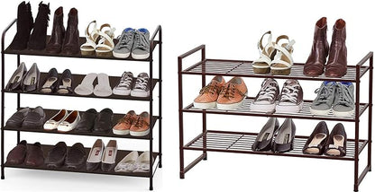 Simple Houseware 4-Tier Shoe Rack + 3-Tier Stackable Shoes Rack