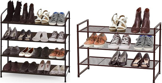 Simple Houseware 4-Tier Shoe Rack + 3-Tier Stackable Shoes Rack