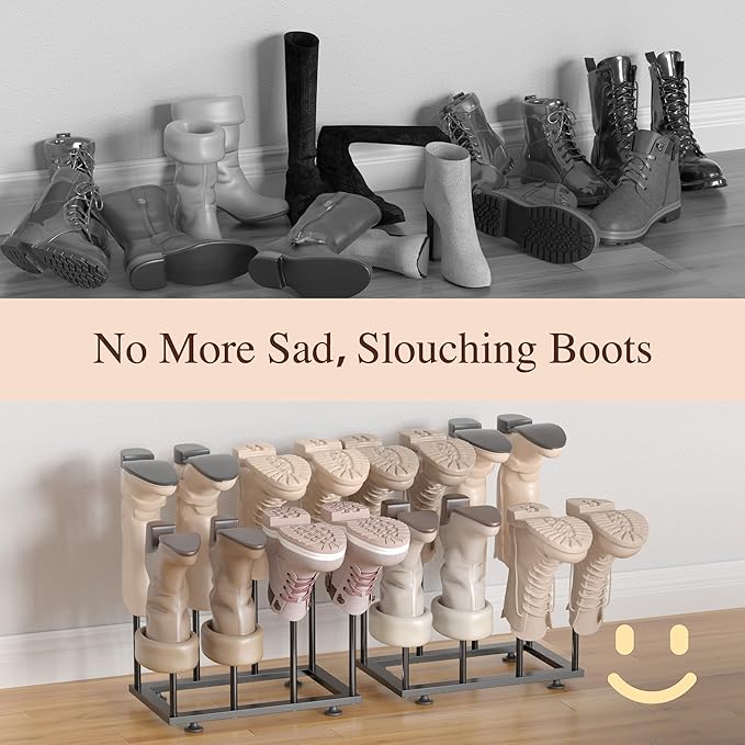 Shoe Rack Organizer, Free Standing Shoe Storage Shelf, Narrow Space-Saving Design for Tall Boot, Metal Boot Holder Organization for Closet, Entryway, Garage, Bedroom, Outdoor, Fits 8 Pairs
