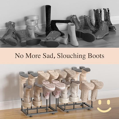 Shoe Rack Organizer, Free Standing Shoe Storage Shelf, Narrow Space-Saving Design for Tall Boot, Metal Boot Holder Organization for Closet, Entryway, Garage, Bedroom, Outdoor, Fits 8 Pairs