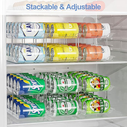 Can Organizer For Pantry Canned Food Goods Organizer For Cabinet Clear Automatic Rolling Can Storage Organizer Pantry Holders Rack, Holds Up to 60 Cans