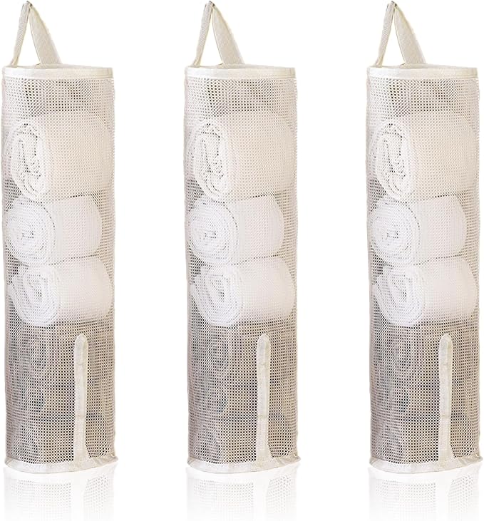 Hanging Sock Organizer, 3 Pack Mesh Storage Bags with Top & Bottom Access, Holds 7-10 Pairs, Closet Organizer for Underwear, Scarves, & Small Items