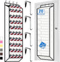 Over the Door Shoe Organizer, 20 to 30 Pairs Hanging Shoe Holder, Heavy Duty Extra Deep Pockets Shoe Storage for Closet, Anti-Scratch Hooks & FSC-Certified Bamboo - White