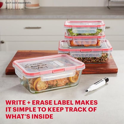 Pyrex Freshlock Glass Food Storage Container, Airtight & Leakproof Locking Lids, Freezer Dishwasher Microwave Safe, 8 Cup (Pack of 2)