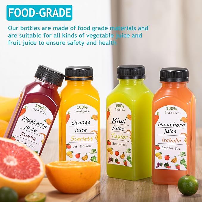 30Pcs 12 Oz Plastic Juice Bottles with Caps,Clear Reusable Water Bottle & Tamper Proof Lids,Juice Containers,Juicing Bottles for Fruit Juice,Smoothies,Coffee - Food Grade & Travel Bottle
