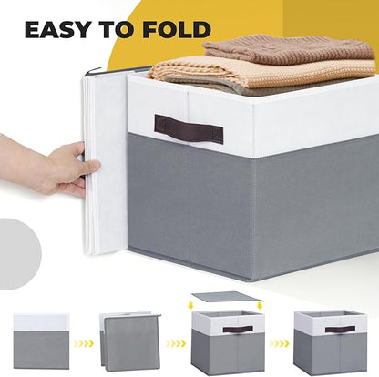 Criusia Fabric Storage Cubes - 13 Inch Large Storage Bins 4 Pack - Clothes Organizer Bins for Closet, Shelves, Cube Organizer/Cubby Collapsible Storage Baskets for Organizing Toys Blanket