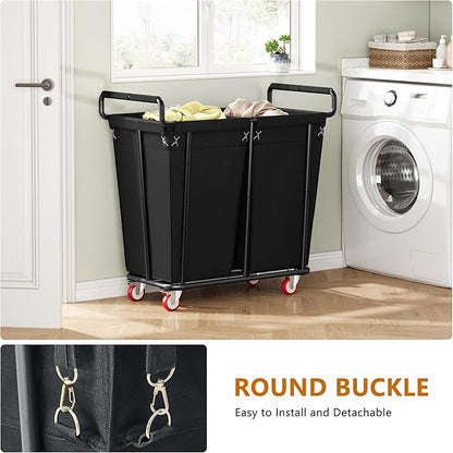 Gewudraw Large Laundry Hamper with Wheels, 2 Bag 360L Big Rolling Laundry Basket Sorter Cart, Extra Large Clothes Hamper, Heavy Duty Laundry Basket Organizer for Laundry Room, Bathroom