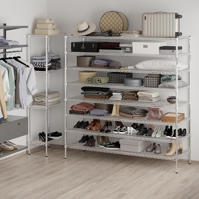 24" Deep x 72" Wide x 74" Height Wire Shelving Kit | 8-Tier | NSF Commercial Storage Rack Unit