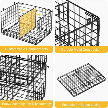 VyGrow 5 Tier Hanging Closet Organizer with Adjustable Dividers, Heavy-Duty Storage Shelves for Clothing, Kitchen, Laundry Room, Extra Large Baskets, 15.7" W x 11.8" D x 51" H, Black