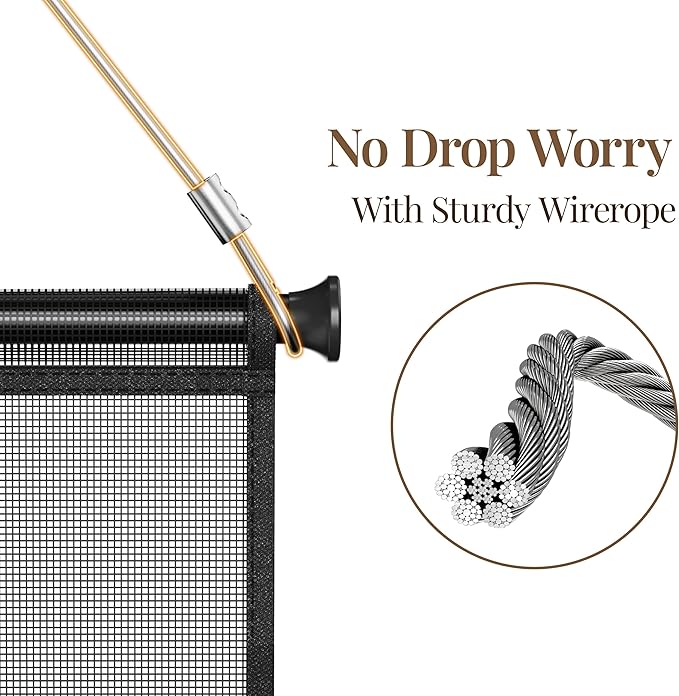 Mesh Earring and Necklace Holder Wall Hanging with Wooden Rods and Hooks, Jewelry Display