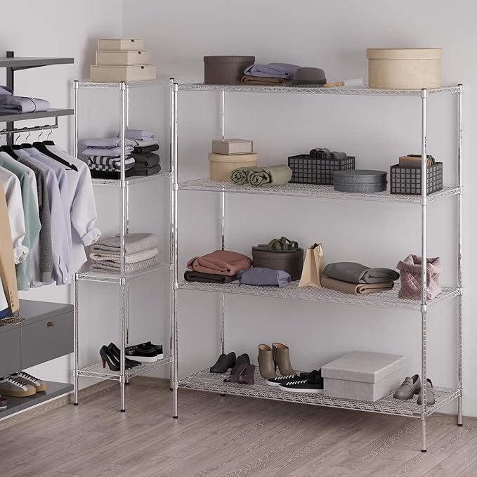 24" Deep x 60" Wide x 74" Height Wire Shelving Kit | 4-Tier | NSF Commercial Storage Rack Unit
