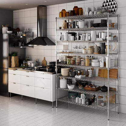 21" Deep x 54" Wide x 86" Height Wire Shelving Kit | 8-Tier | NSF Commercial Storage Rack Unit