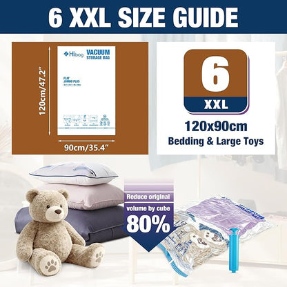 XXL Jumbo 47''X35'' Vacuum Storage Space Bags Extra Large for Blanket Bedding Comforters with Hand Pump (6 Pack)