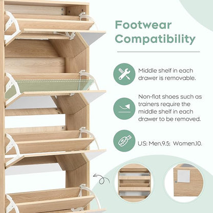 Yechen Mirror Shoe Cabinet with 5 Flip Drawers, Shoe Rack Storage Organizer, Entryway Shoe Cabinet for Front Door,Foyer,Hallway (1 Piece, Mirror Silver)