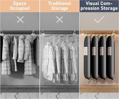 DIMJ 2 Pack 54" Space Saving Garment Bags for Hanging Clothes With Compression Zipper Carry Handles and Window, Washable Suit Bag for Dress, Clothes, Coats, Down Jacket, Closet, Moving, Travel