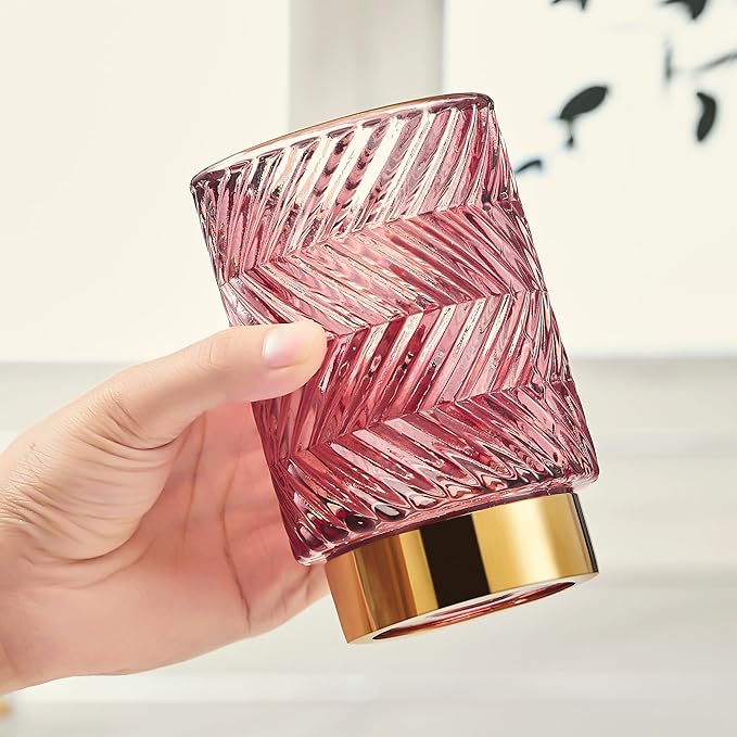 Makeup Brush Holder Organizer,Toothbrush Holders,Desk Pen Pencil Holder,Multifunctional Vintage Glass Brush Cup（A40-4-US）