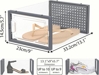 HOMIDEC Shoe Storage, 12 Pack Shoe Organizer for Closet, Shoe Boxes Clear Plastic Stackable Shoe Containers with Lids for Size 10