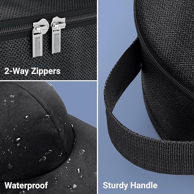 AOODA Hat Travel Case for Baseball Caps, Cap Carrier with Plastic Holder & Carrying Handle, Holds up to 6 Caps Hat Bag for Luggage, Suitcase (Black)