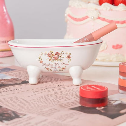 dodococa 1 Piece 5.7"" Mini Ceramic Clawfoot Double Ended Bathtub Soap Dish Vintage Decortative Soap Dish (Style 01)