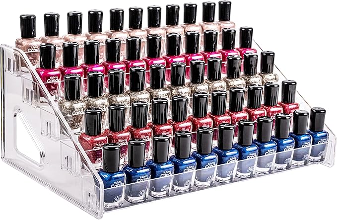 Pero Pero Nail Polish Organizer Acrylic Display Rack for Nail Polish Holder Sunglasses Organizer Essential Oils Holder Clear Eyeglasses Display Case Makeup Organizer