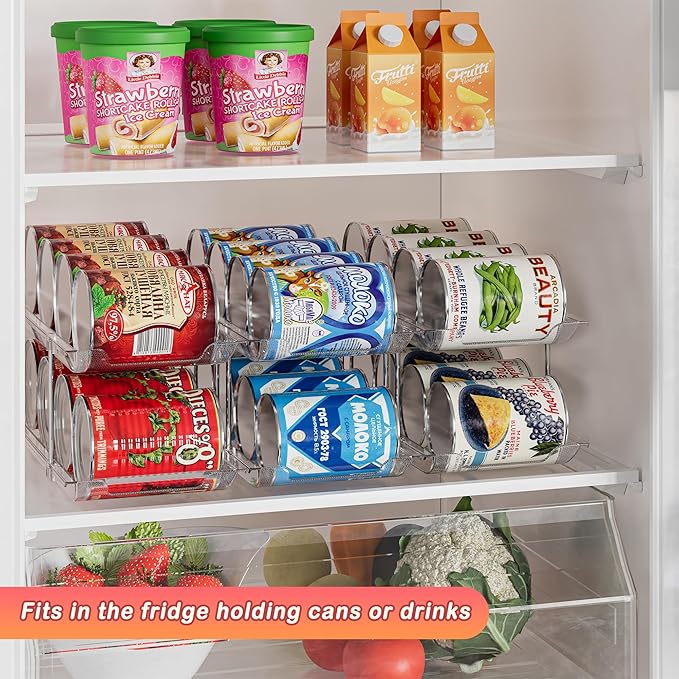 Ynelyase Can Storage Organizer Pantry and Canned Food Holders for Soup Can Goods Dispenser with Rack Clear 9-Pack