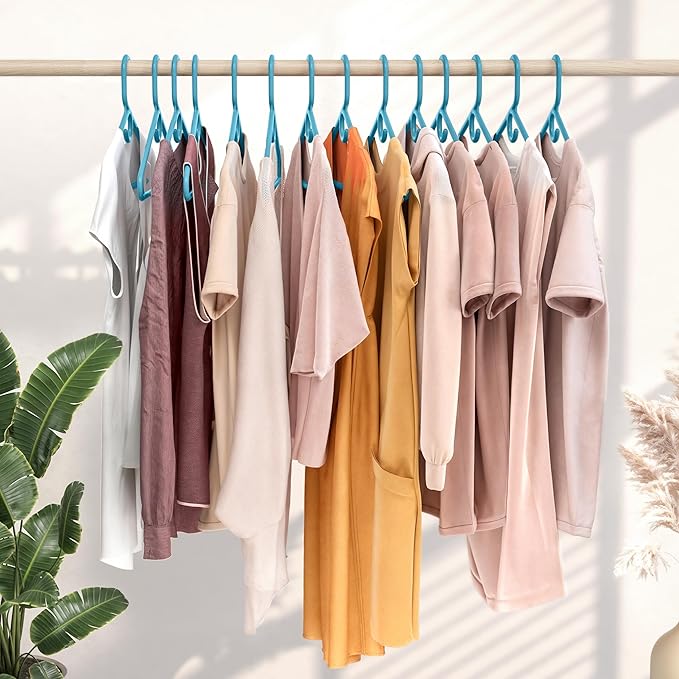 NEATERIZE Thick Heavy Duty Hangers - Blue Plastic Clothes Hangers 38 Pack - Great for Coat Hanger, Jackets Jeans & Suit Hanger for Closet - New Apartment Essentials Percheros Ganchos para Colgar Ropa