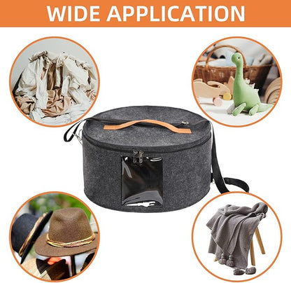 Hat Box, 15.7x7.8x15.75in, Foldable Storage Box with Lids for Women & Men, Travel Hat Boxes for Storage, Dark Gray