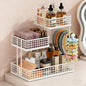 AMANKA 3-Tier Metal Cosmetic Organizer,Cosmetic storage rack for vanity tables,Multipurpose Metal Bathroom Organizers and Storage, Use Countertop Organizer for perfume/makeup/Vegetables (WHITE 2)