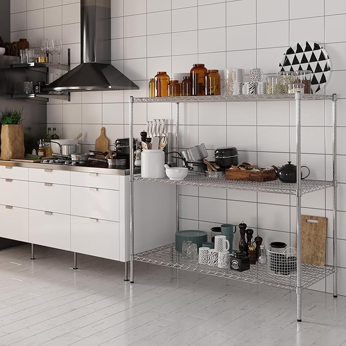 24" Deep x 54" Wide x 54" Height Wire Shelving Kit | 3-Tier | NSF Commercial Storage Rack Unit
