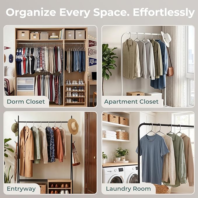 HOUSE DAY Plastic Hangers 20 Pack, Space Saving Clothes Hangers with Built-in Hooks, Durable & Strong Closet Organizers and Storage, Dorm Room Essential, Perfect for Shirts, Coat, Pants, Dress - Grey