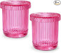 2 Pack Qtip Holder - Apothecary Jars with Lids, Bathroom Organizers and Storage Canister for Cotton Balls,Swabs,Floss Picks,Hair Ties,Clear Glass Vintage Bathroom Decor Jar Set (Pink2)