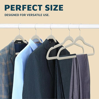 Lifemaster Velvet Clothes Hangers – with 360 Degree Swivel Hook and Non-Slip Shoulder Notch, Holds Up to 10 lbs, Heavy Duty Hanger Set, for Organizing Suit, Dress, Coat, and Clothes, Pack of 5, Ivory