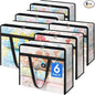 TasticTotes 6 Pack Clear Storage Bags for Comforter, Clothes & Bedding, Plastic Blanket Storage with Zipper and Handle, Moving Bags, Closet Organizer and Under-Bed Storage (60L)