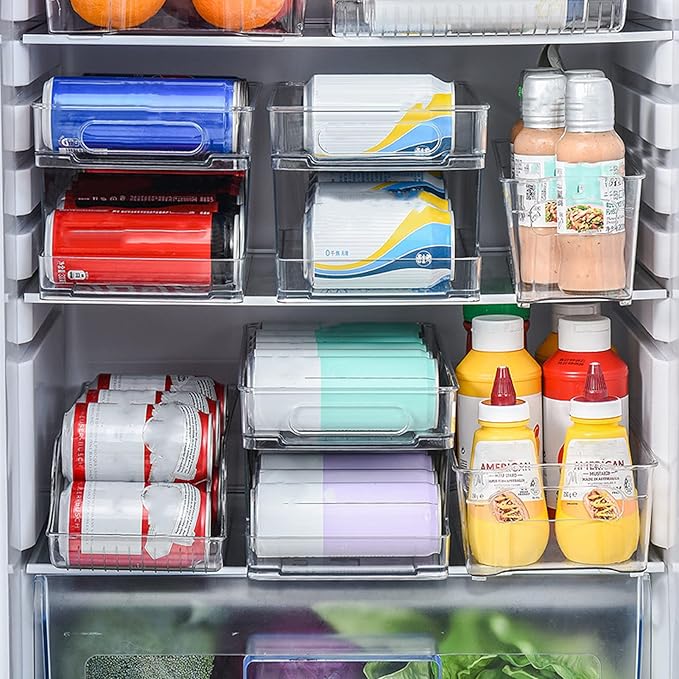 Tyenaza Can Organizer, Stackable Drink Soda Can Holder Rack PET Dispenser Double Deck, Can Storage Organizer Fit for Pantry Refrigerator Kitchen