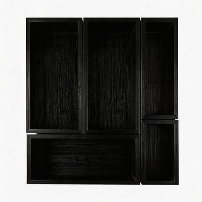 bamboo drawer organizer Set,expandable drawer dividers,wooden storage organizers,drawer organizers for kitchen, bathroom,flatware,Tea Bag Organizer (1 X 5PCS Black)