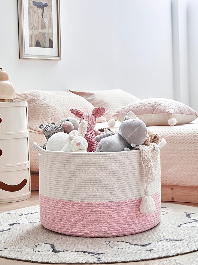 R RUNKA Extra Large Cotton Rope Basket 22" x 14"| Toy Basket
