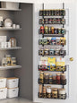 8-Tier Over The Door Pantry Organizer, Metal Pantry Organizers and Storage with Adjustable Basket, Seasoning Shelves for Home & Kitchen, Laundry Room Bathroom, Black
