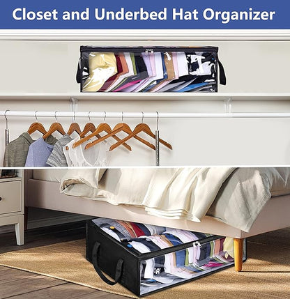 AOODA Wide Hat Storage for Baseball Caps, Large Capacity Hat Organizer for Closet Cap Holder Holds up to 40 Snapbacks, Black