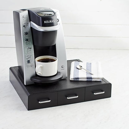 Amazon Basics K-Cup Compatible Coffee Pod Storage Drawer, 3 Easy-Open Drawers, 36 Pod Capacity, Black