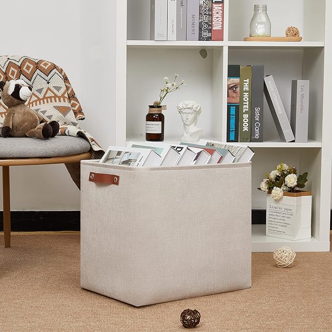 DULLEMELO Fabric Storage Basket, Large Storage Bin for Organization, Closet Storage Bins for Clothes Blankets Nursery Shelves, Collapsible Storage Container Box with Handles(Cream)