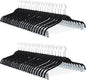 Amazon Basics Velvet Non-Slip Skirt Clothes Hangers with Clips, 360 Degree Rotatable Hook, Sturdy Construction, Organize Pants and Skirts, Black/Silver, 50-Pack