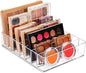 JessLab Makeup Organizer for Eyeshadow Palette and Lipstick, 7-Section Acrylic Divided Cosmetics Storage for Bathroom Vanity Countertop, Transparent, X-Large