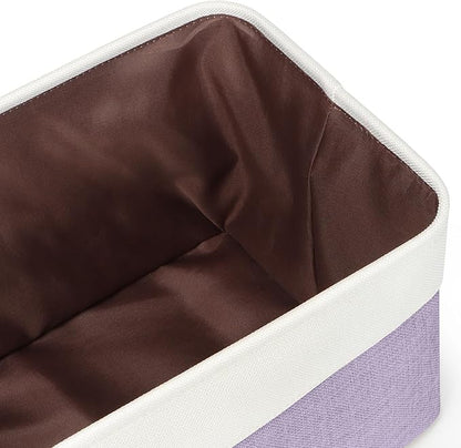 Foldable Storage Bin Collapsible Fabric Storage Basket Cube with Durable Handles Closet Organizer Bins for Organizing Shelves Drawers, Set of 3, 15" x 10" x 9.5", Purple