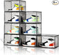 Amllas New Gray 8 Pack Shoe Boxes Stackable, Large Shoe Storage Organizer with Lids,Drop Side Shoe Containers for Entryway,Sneaker Storage Fit up to US Size 13 for Men/Women(13’’x 10.6”x 8.3”)