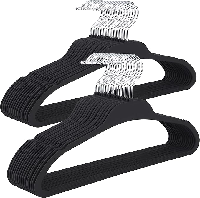 Rubber Coated Hangers 30 Pack, Non-Slip Clothes Hangers with Rustproof Hooks, Space Saving Thin Design for Closet/Retail/Home
