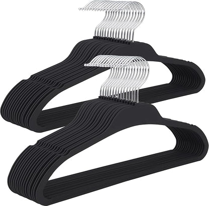 Rubber Coated Hangers 30 Pack, Non-Slip Clothes Hangers with Rustproof Hooks, Space Saving Thin Design for Closet/Retail/Home